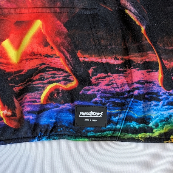 Fresh Hoods Graphic Neon Unicorn Space Hoodie Size S Rainbow Pink Yellow… - Picture 6 of 11